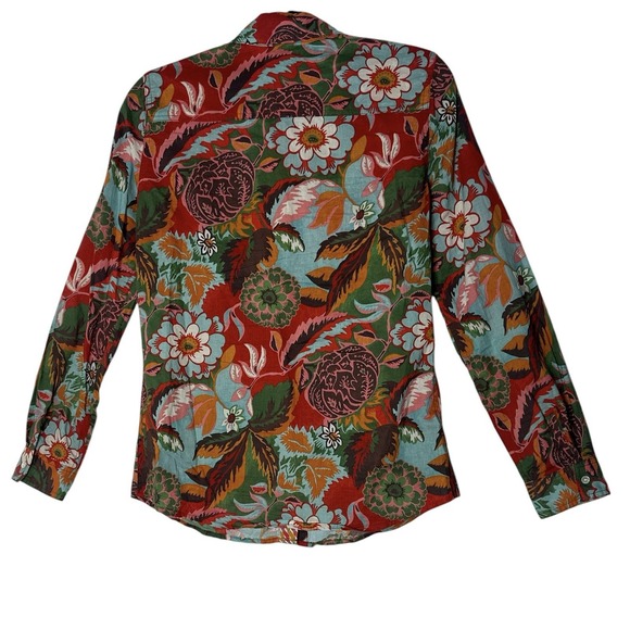 J. McLaughlin Top Shirt Women's Small Button Front Floral‎ Long Sleeve Bohemian - Picture 2 of 8